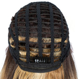 Designer Pick 28 Inch Long Ombre Brown Blonde Color Lace Part Synthetic Wig