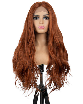Designer Pick 29 Inch Long 6 Inch M Lace Part Ginger Orange Color Synthetic Wig