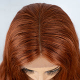 Designer Pick 29 Inch Long 6 Inch M Lace Part Ginger Orange Color Synthetic Wig