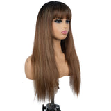 Designer Pick 26 Inch Long Highlight Color Synthetic Wig With Bangs