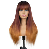 Designer Pick 26 Inch Long Brown Blonde Ombre Color Synthetic Wig With Bangs