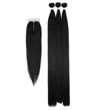 30 Inch Long 3 Straight Bundles With 4*2 Closure Imitation Human Hair Synthetic Hair Extension