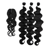 30 Inch Long 3 Body Wave Bundles With 4*2 Closure Imitation Human Hair Synthetic Hair Extension