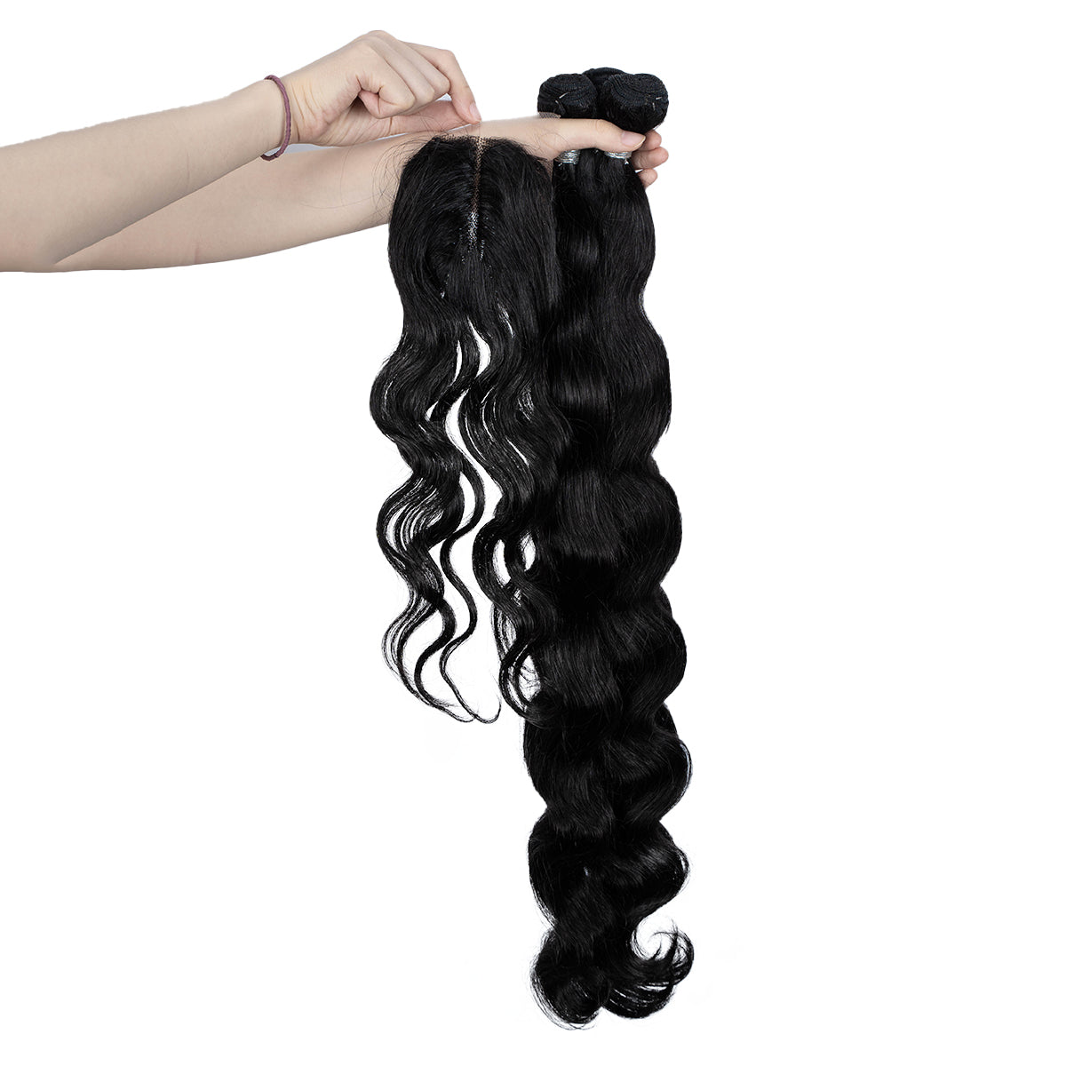 30 Inch Long 3 Body Wave Bundles With 4*2 Closure Imitation Human Hair Synthetic Hair Extension