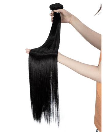 30 Inch Long 3 Straight Bundles With 4*2 Closure Imitation Human Hair Synthetic Hair Extension