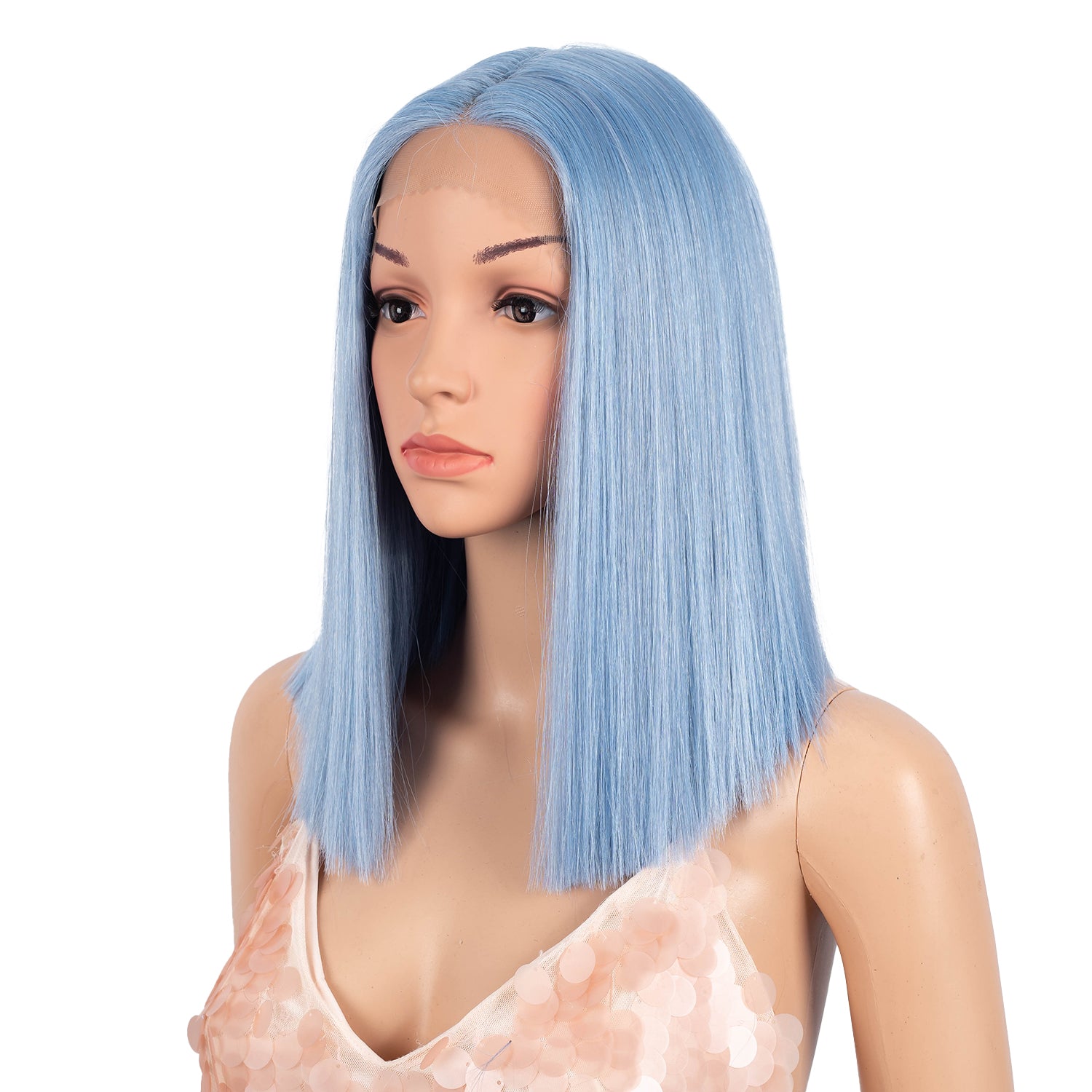 13.5 Inch Blunt Cut Bob Lace Front Wig | Pastel Pink| Shakia