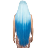 38 inch Super Long Straight Ombre Blue Lace Wig Preplucked | L-STRAIGHT