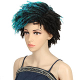 NOBLE Synthetic Afro Wigs For Black Women | 9.5 Inch Short Dreadlocks | Blue Highlight | RJO - Noblehair