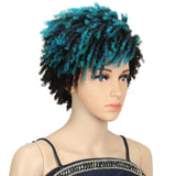 NOBLE Synthetic Afro Wigs For Black Women | 9.5 Inch Short Dreadlocks | Blue Highlight | RJO - Noblehair