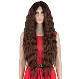 NOBLE Easy 360 Synthetic Lace Front Wigs | 31 inch Long Water Wave Wig| E+U Lace Part Chesnut Wig EDGRA - Noblehair