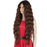 NOBLE Easy 360 Synthetic Lace Front Wigs | 31 inch Long Water Wave Wig| E+U Lace Part Chesnut Wig EDGRA - Noblehair