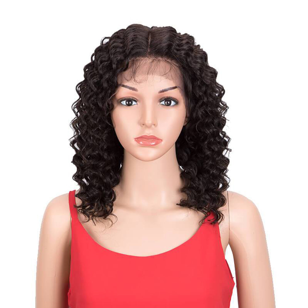 QVR Virgin Human Hair Part Lace Wig Deep Wave Wigs 10A