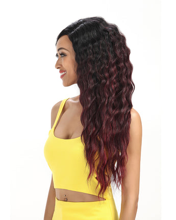 NOBLE Enya Synthetic Side Part Lace Front Wigs For Women丨28 Inch Body Wave Wine Red Wig - Noblehair