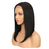 NOBLE Human Hair Lace Front Wig | 16 Inch Lob Straight Hair | Classical Black | F Page - Noblehair
