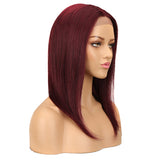 NOBLE Human Hair Lace Front Wig | 16 Inch Lob Straight Hair | Red | F Page - Noblehair