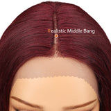 NOBLE Human Hair Lace Front Wig | 16 Inch Lob Straight Hair | Red | F Page - Noblehair
