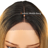 NOBLE Human Hair Lace Front Wig | 16 Inch Lob Straight Hair | Ombre Blonde | F Page - Noblehair