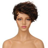 NOBLE Human Hair Wig | 10 Inch Short Curly Pixie | Mixed Color | Amna - Noblehair