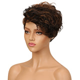 NOBLE Human Hair Wig | 10 Inch Short Curly Pixie | Mixed Color | Amna - Noblehair