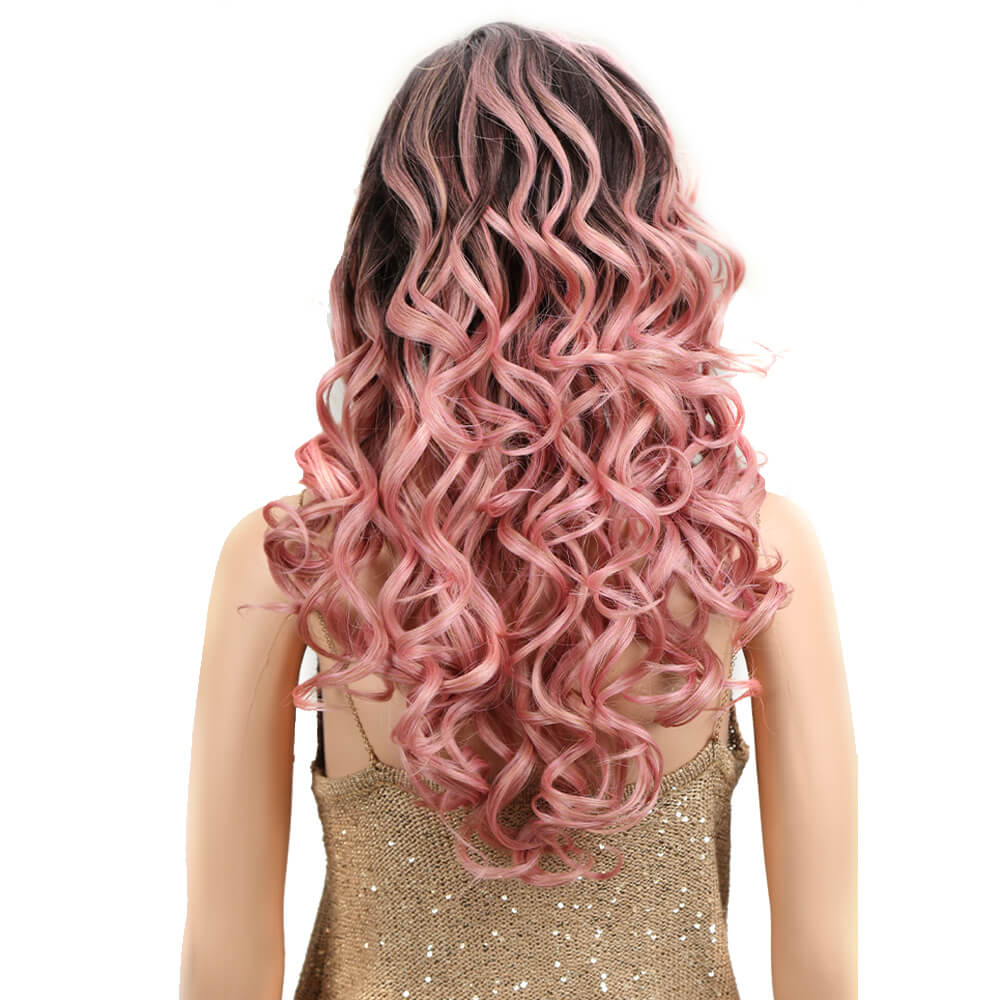NOBLE Betty Synthetic Lace Front Wigs For Women丨22 Inch Wave Curls Pink Wig - Noblehair