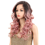 NOBLE Betty Synthetic Lace Front Wigs For Women丨22 Inch Wave Curls Pink Wig - Noblehair