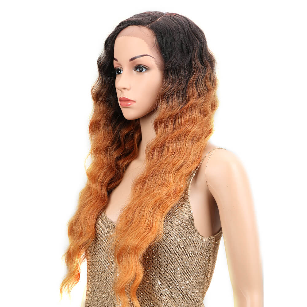 NOBLE Enya Synthetic Side Part Lace Front Wigs For Women丨28 Inch Body Wave Ombre Godlen Wig - Noblehair