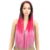 NOBLE Nicole Synthetic 5" Side Part Lace Front Wigs丨31 Inch long straight Ombre Hot Pink Wig - Noblehair