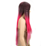 NOBLE Nicole Synthetic 5" Side Part Lace Front Wigs丨31 Inch long straight Ombre Hot Pink Wig - Noblehair