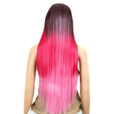 NOBLE Nicole Synthetic 5" Side Part Lace Front Wigs丨31 Inch long straight Ombre Hot Pink Wig - Noblehair