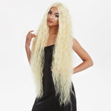 41 Inch Super Long Wavy Black Synthetic  Wig | NOBLE Bohemian Synthetic  Water Wave Long Kinky Straight Curly Wavy Lace Front Wigs