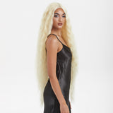 41 Inch Super Long Wavy Black Synthetic  Wig | NOBLE Bohemian Synthetic  Water Wave Long Kinky Straight Curly Wavy Lace Front Wigs