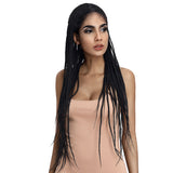 NOBLE 33 Inch Long Box Braided Wigs 13*7 Synthetic Lace Frontal Wig   | Black Color - Noblehair