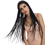 NOBLE 33 Inch Long Box Braided Wigs 13*7 Synthetic Lace Frontal Wig   | Black Color - Noblehair