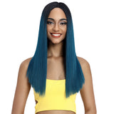 NOBLE Synthetic Lace Front Wig | 19.5 Inch Blunt Cut Straight | Dark Teal | Janelle - Noblehair