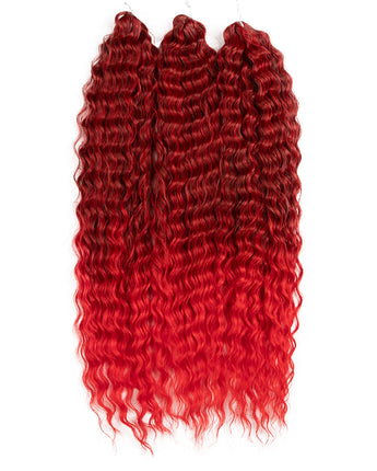 Synthetic Braid Hair Ombre wine red 22 Inch Deep Wave Braiding Hair Extension