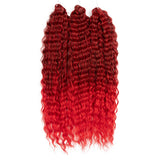 Synthetic Braid Hair Ombre wine red 22 Inch Deep Wave Braiding Hair Extension