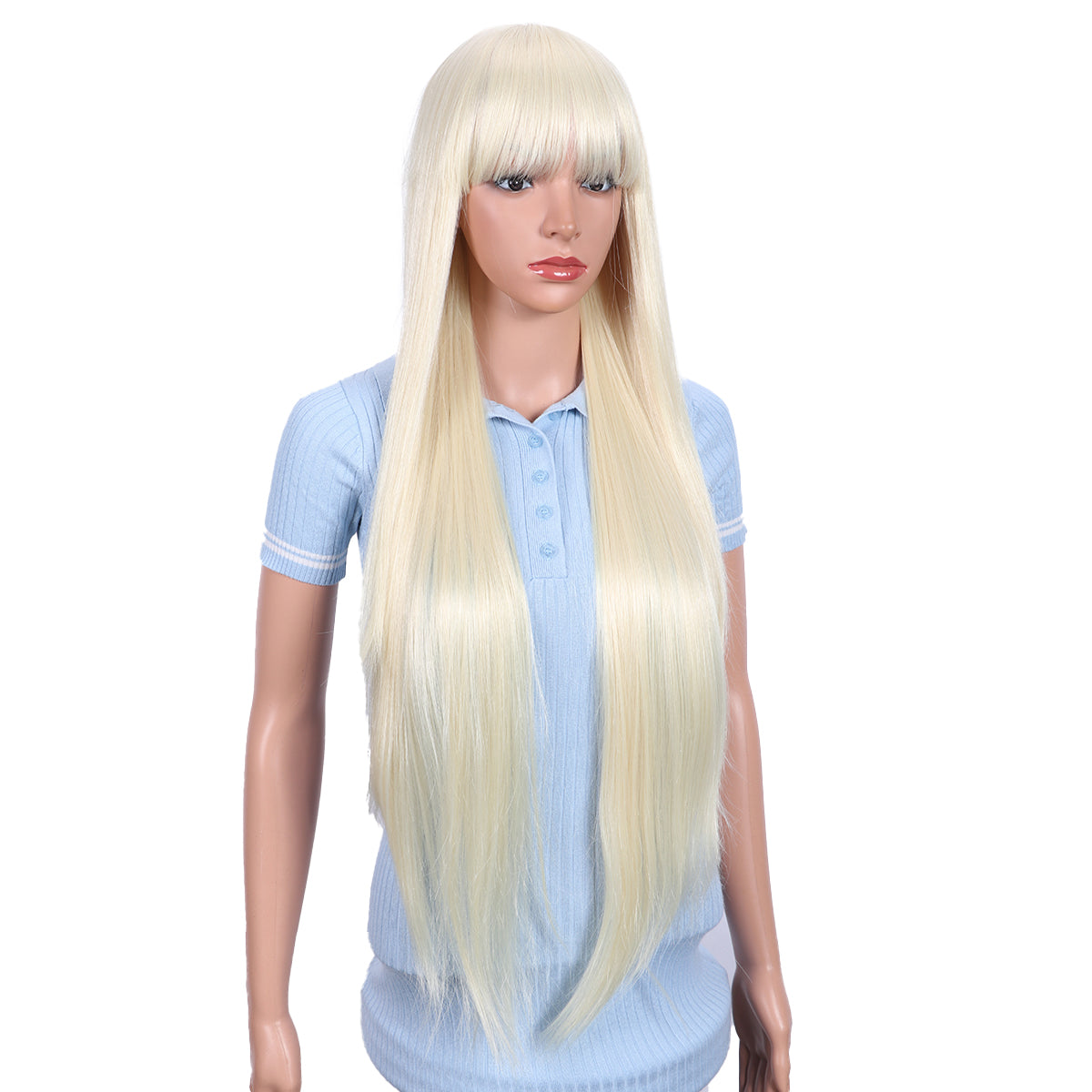 Clearance Sale 38 Inch Long Straight Blonde Synthetic Wig