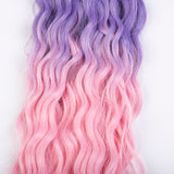 3 PCS Synthetic Braid Hair Ombre Blonde Pink 22 Inch Deep Wave Braiding Hair Extension