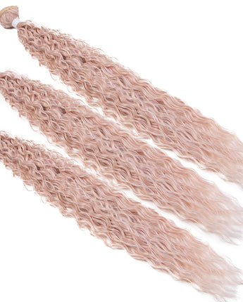 Synthetic Braid Hair Ombre Blonde Pink 22 Inch Deep Wave Braiding Hair Extension