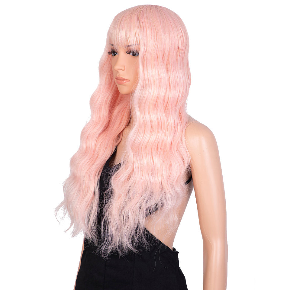Clearance Sale 26 Inch Pink Color Body Wave Wig