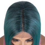 Designer Pick 13.5 Inch Long 5 Inch Lace Part Front Ombre Blue With Pink Color Synthetic Wig
