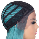 Designer Pick 13.5 Inch Long 5 Inch Lace Part Front Ombre Blue With Pink Color Synthetic Wig