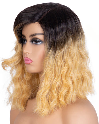 Designer Pick 13.5 Inch Long 5 Inch Side Part Lace Front Honey Brown Color Synthetic Wig