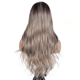 Designer Pick 24 Inch Long 13*2 Lace Front Ombre Grey Color Synthetic Wig
