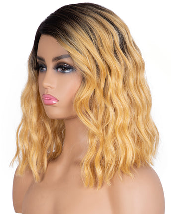 Designer Pick 13 Inch Long Ombre Blonde Color Synthetic Wig