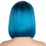 Designer Pick 12 Inch Long 5 Inch Lace Ombre Blue Color Synthetic Wig