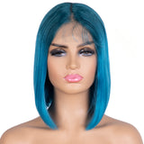 Designer Pick 12 Inch Long 5 Inch Lace Ombre Blue Color Synthetic Wig