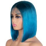 Designer Pick 12 Inch Long 5 Inch Lace Ombre Blue Color Synthetic Wig