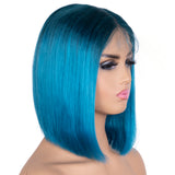 Designer Pick 12 Inch Long 5 Inch Lace Ombre Blue Color Synthetic Wig