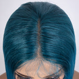 Designer Pick 12 Inch Long 5 Inch Lace Part Front Blue Color Synthetic Wig